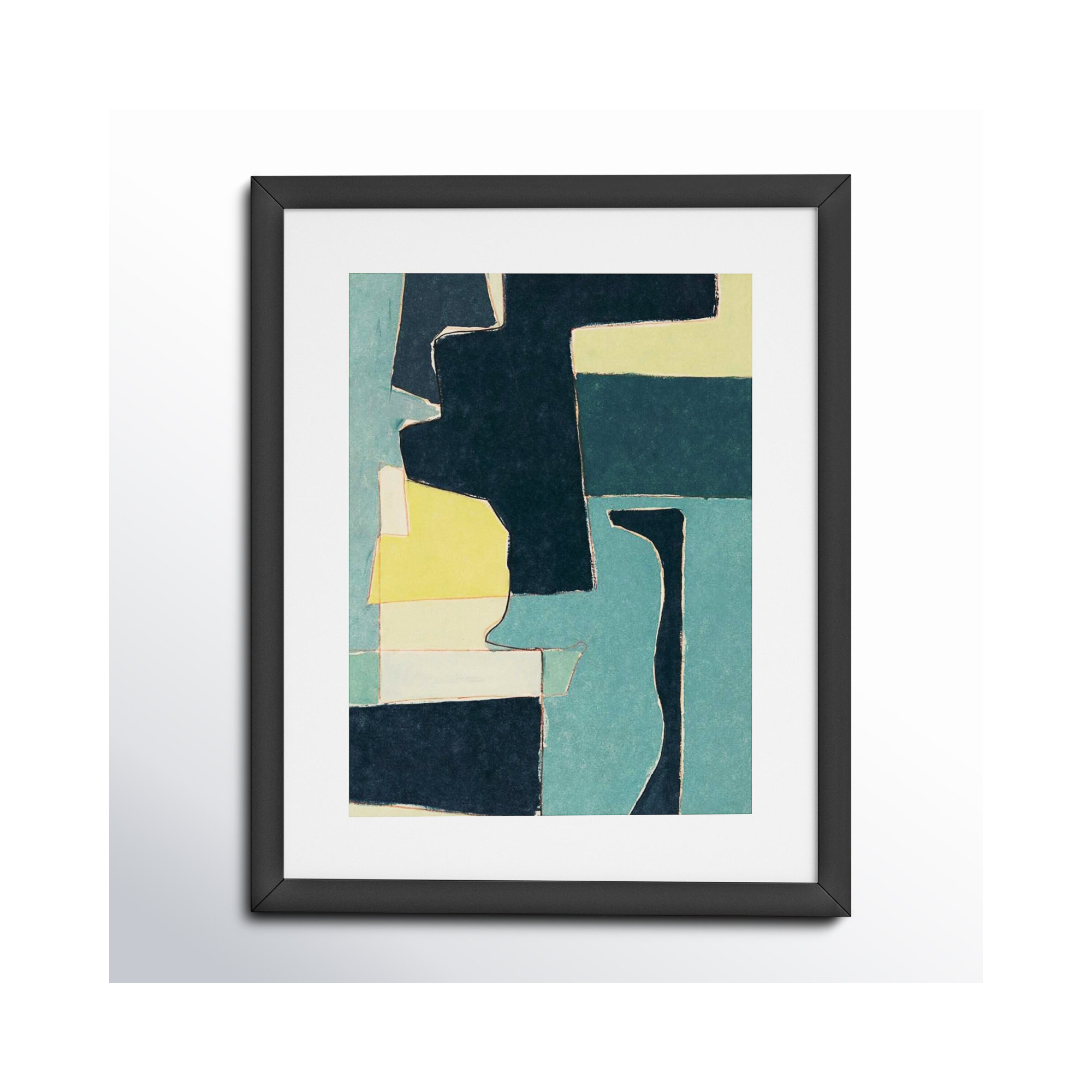 Blue Note II by Rob Delamater., 21.38" H x 17.38" W x 0.88" D, Noir Black Framed Paper