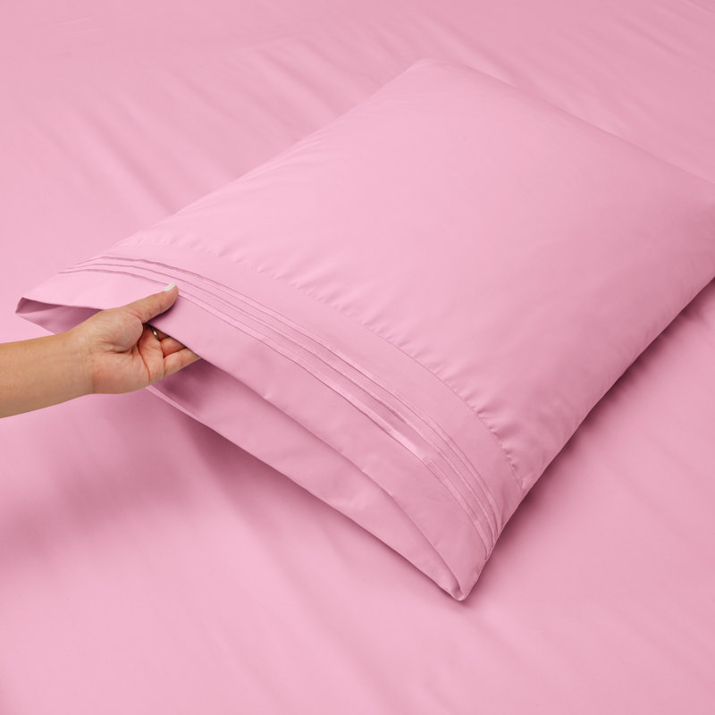  Ensemble de draps double brossé de luxe pour hôtel avec draps et taies d'oreiller très doux, Lilas, Double