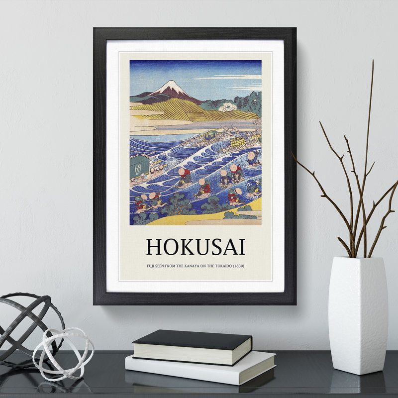 Fuji Seen From Kanaya by Katsushika Hokusai - Single Picture Frame Print, 48cm H x 36cm W x 2cm D, Black Framed