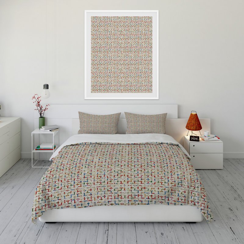 Polyester Twill Abstract Duvet Cover, King Duvet Cover + 2 King Pillowcases