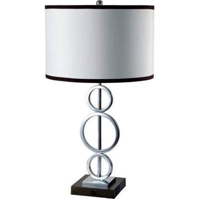 Grande lampe de table en métal 29 po avec finition argentée, 29 po