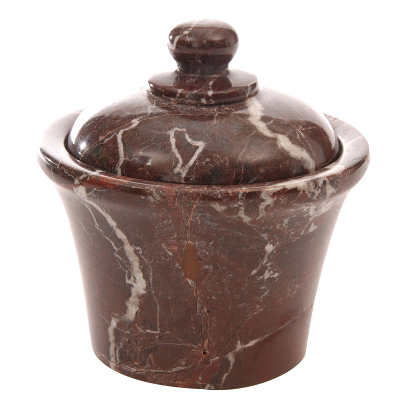 Red Zebra Marble Bathroom Storage Jar with Lid – Cotton Ball & Vanity Organizer
