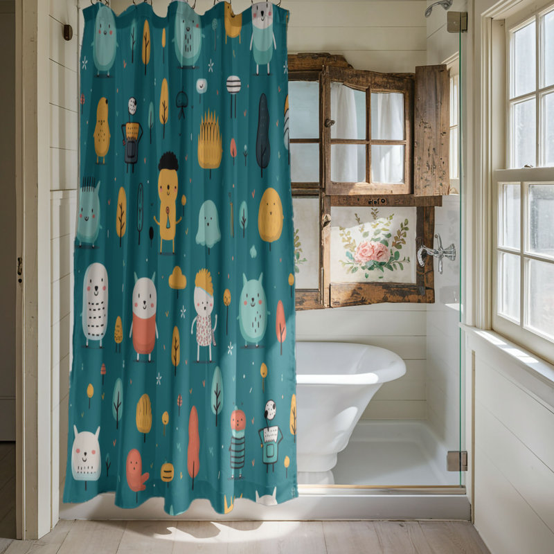 Cartoon Delight - Premium Shower Curtain, 74"H x 71"W