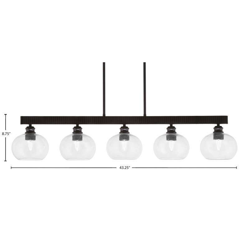 Bar 5 lumières Edge avec verre à bulles transparent 7 po Edge, Espresso