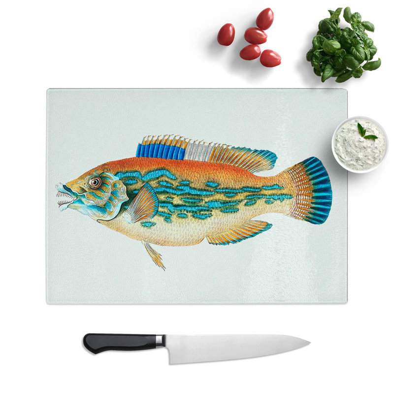 Tempered Glass Bass Fish by Edward Donovan Chopping Board, 39 cm W x 28.5 cm L