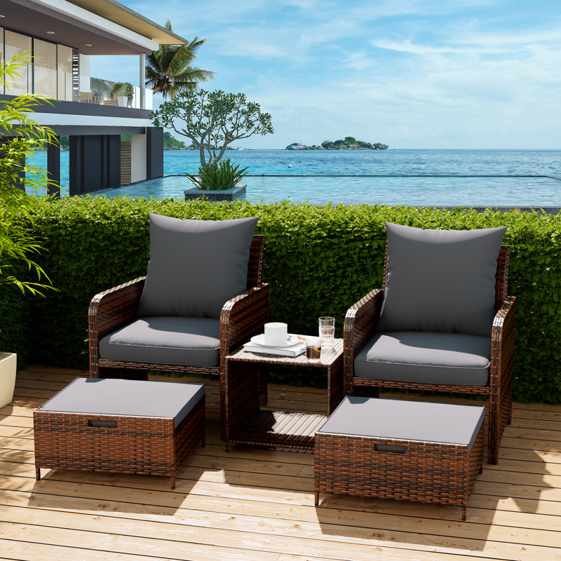 2 - Person Patio Seating Group With Cushions, Gray