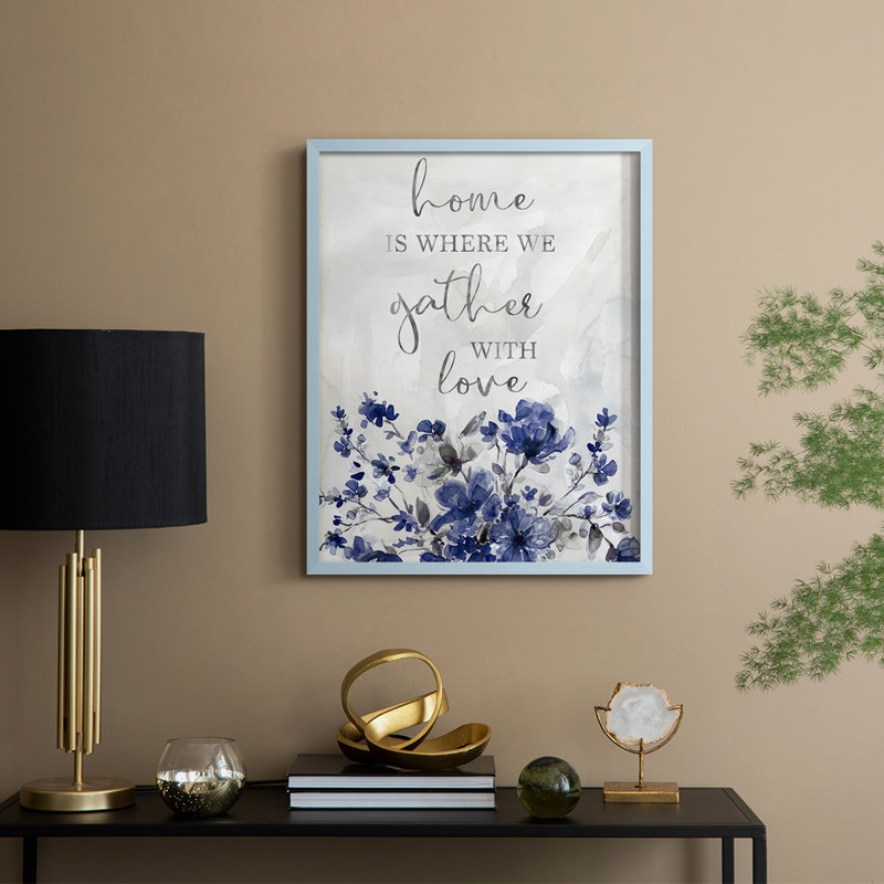 «Gather With Love», reproduction encadrée - bois massif, H 30 po x l 24 po, Bleu