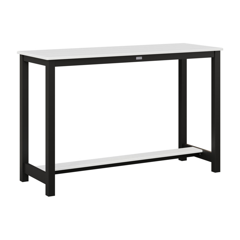 Table de bar en aluminium Berlin Gardens, 38.5" H x 60" W x 22" D, Blanc, Noir mat