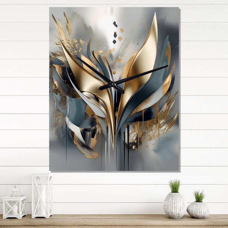 Abstract Shapes And Lines IV - Abstract Marble Wall Clock, 28" H x 12" W x 1" D