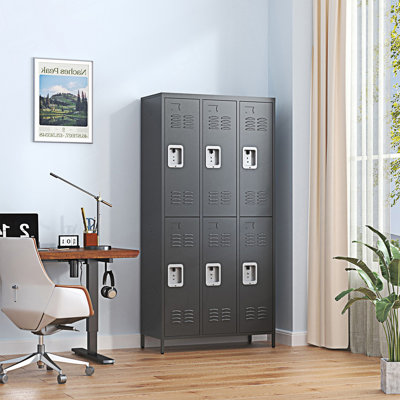 Casier en métal 6 portes avec serrure, armoire de rangement, armoire d'appoint