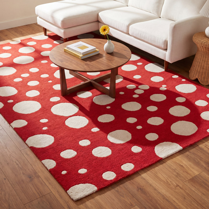 Camey Area Rug in Red/Ivory, Rectangle 5' x 8'