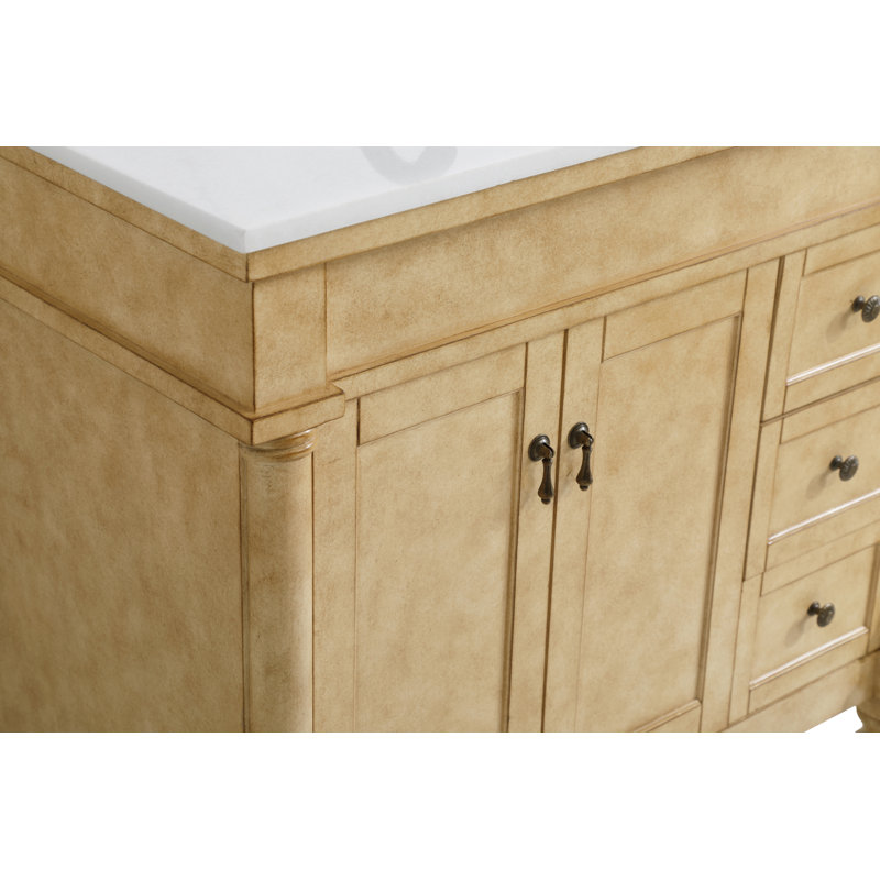 Ensemble de meuble-lavabo simple 36 po Lexington, Bronze antique, Blanc Ivoire
