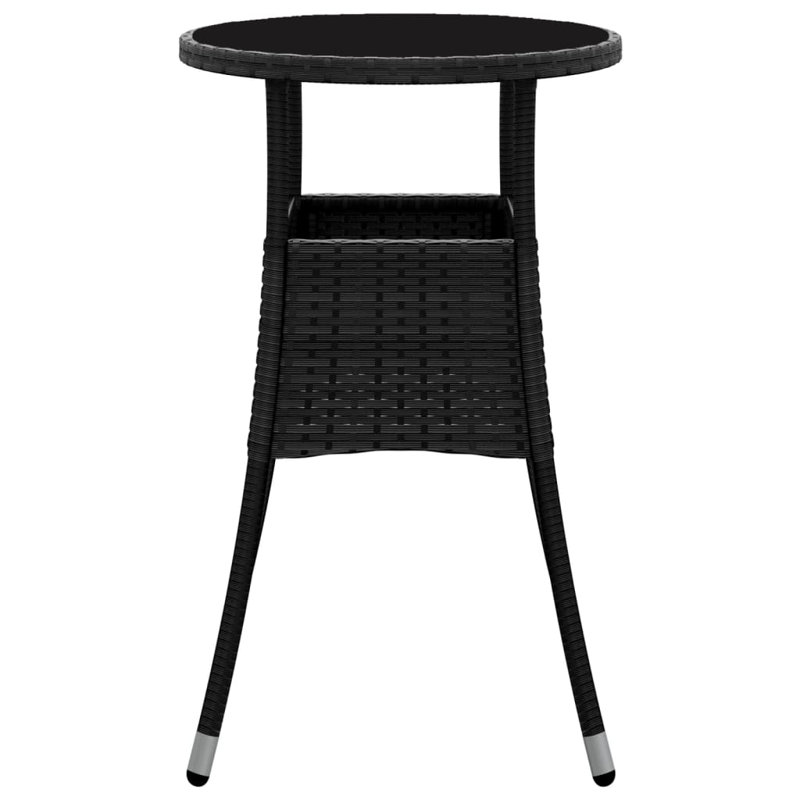 Garden Table Poly Rattan Furniture, 75 x 60 x 60cm, Black