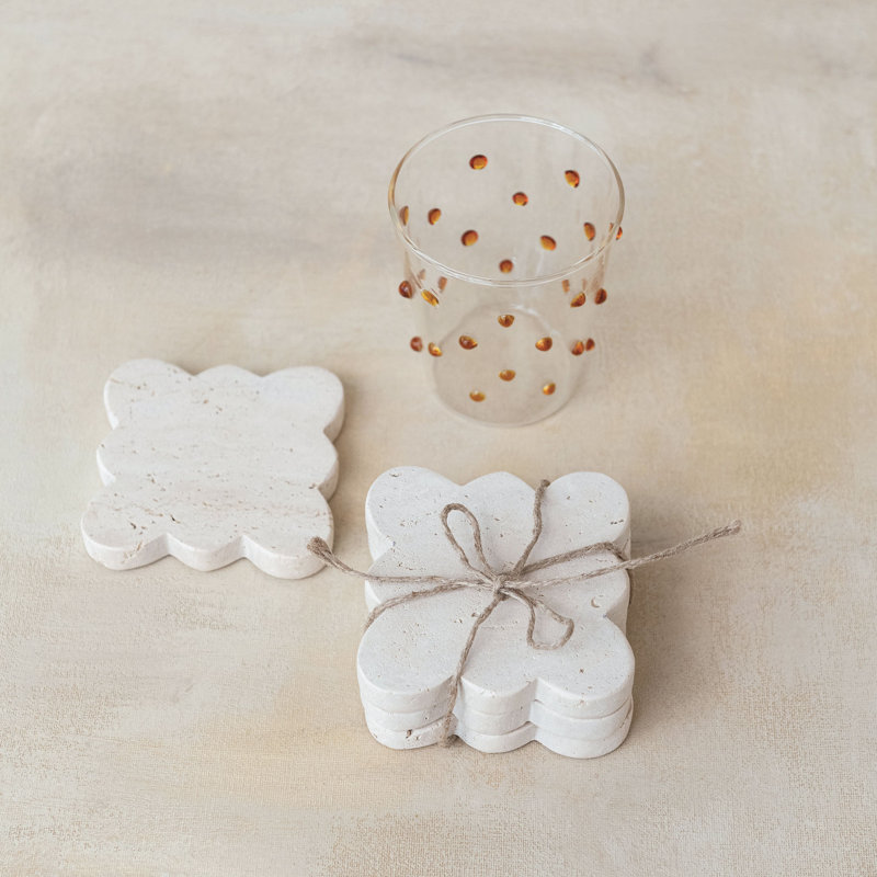 Tuscan Elegance Travertine Coaster Set