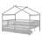 Full Size Wooden House Bed With Two Drawers,Gray-1219482587