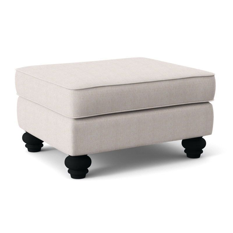 Lowell Upholstered Ottoman, White Sugar Performance; 0863-91, Black Finish