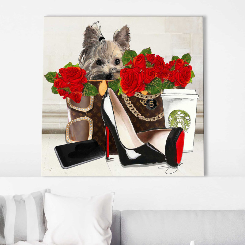 Fashion Yorkie 2 (Square) par By Jodi - impression, Toile tendue, H 18" x l 18" x P 1"