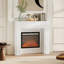 Modern Fireplace Mantel, Freestanding Fireplace Surround for Electric Fireplaces, 44.7" W x 40" H White