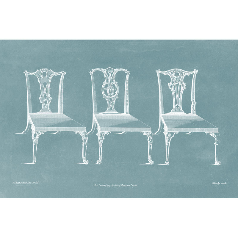 " Design For A Chair III " by Thomas Chippendale Painting Print, 20" H x 30" W x 1.25" D