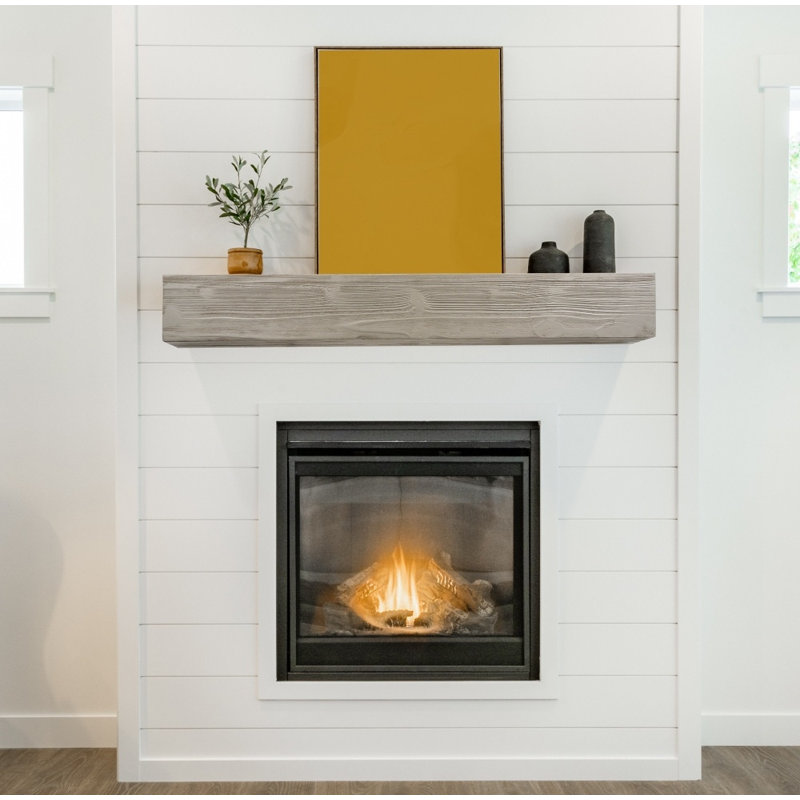 72 Inch Rustic Wood Fireplace Mantel Shelf, Wall-Mounted Floating Shelf for Home Decoration, Gray