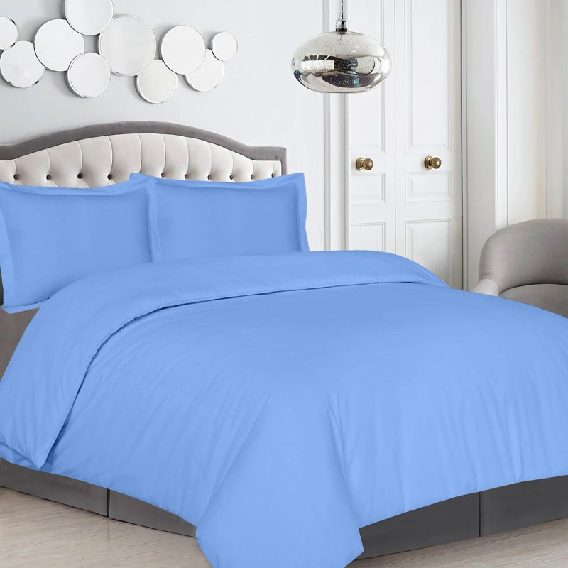 Ensemble de housse de couette 100% coton de qualité égyptienne 3 pièces, housse de couette 200 fils avec fermeture à boutons et 2 taies décoratives