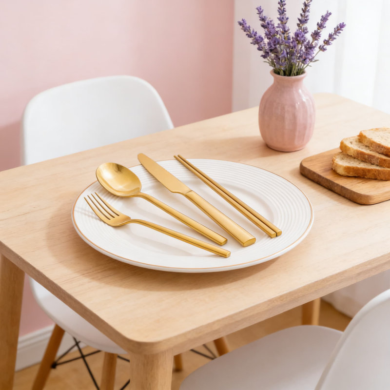 Ensemble de couverts 20 pièces en or, service d'argenterie en acier inoxydable forgé de qualité supérieure pour 4 personnes, ensemble de couverts poli miroir et lavable au lave-vaisselle pour la maison, la cuisine, le mariage et la fête