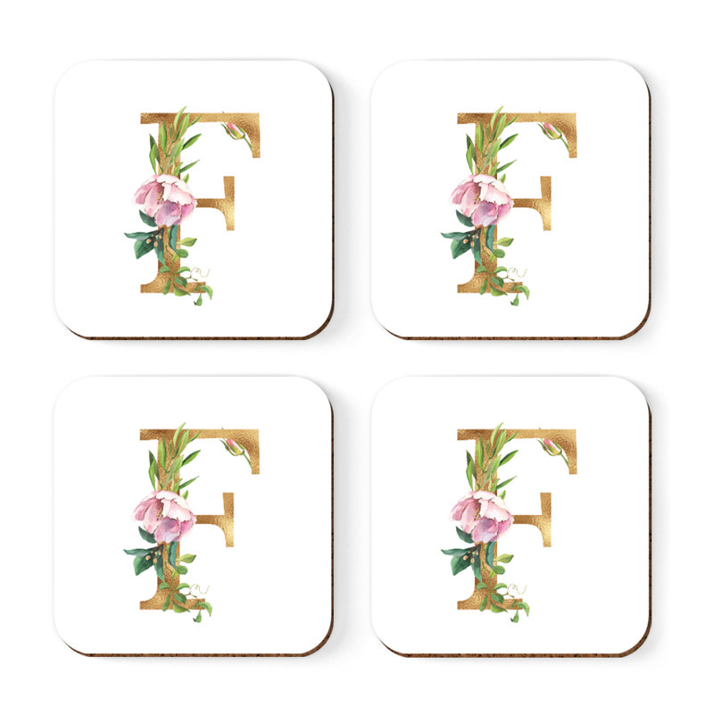 Sous-verre de lettre initiale à monogramme Lush Bloom, F
