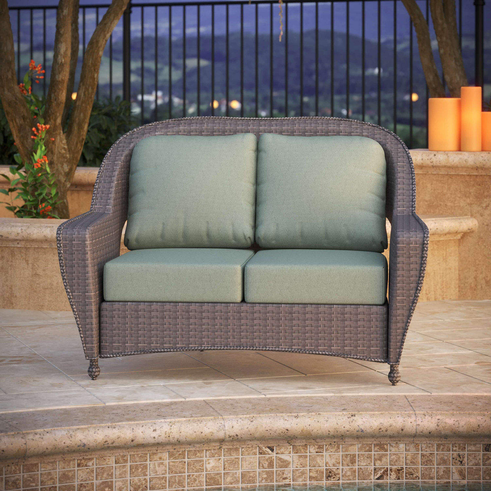 Amala 22" Sunbrella® Seat and Back Cushion, Canvas Spa Sunbrella® Canvas