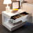Glossy White Nightstand With 1 Drawer C-Shaped Side Table With Light
