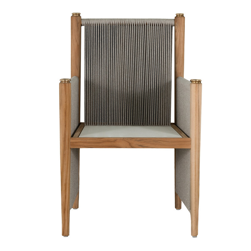 Pacifica Outdoor Teak Dining Armchair with Sunbrella Cushion, Welt, Perigold Ishi Chai
