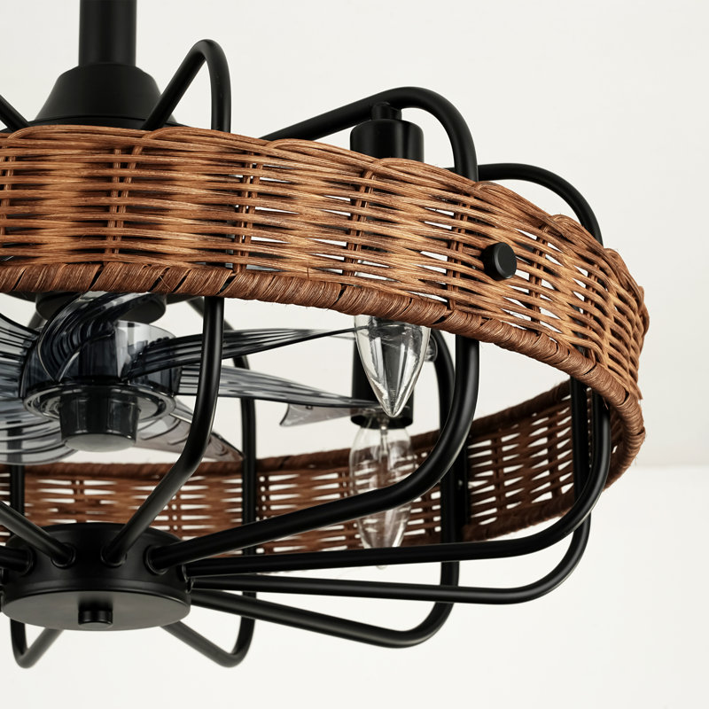 Ventilateur de plafond en rotin tissé 18,8 po Boho avec lumières et télécommande