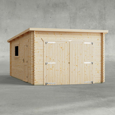 Powersheds 12 x 20ft Pent Garage Log Cabin - 44mm