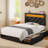 Bed Frame with Adjustable Headboard, Upholstered Bed with Power Outlets & RGB LED Lights-883124792-883124793-904123507
