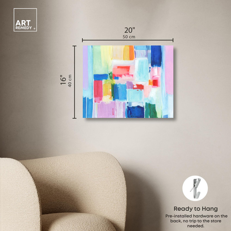 "Pastel Diamonds Canvas", art mural abstrait coloré par Art Remedy, Toile tendue, H 16 po x l 20 po