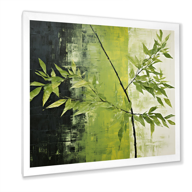 «Green Ferm Simple Collage II», reproduction sur toile, Cadre simple blanc, H 16 po x l 16 po x P 1 po