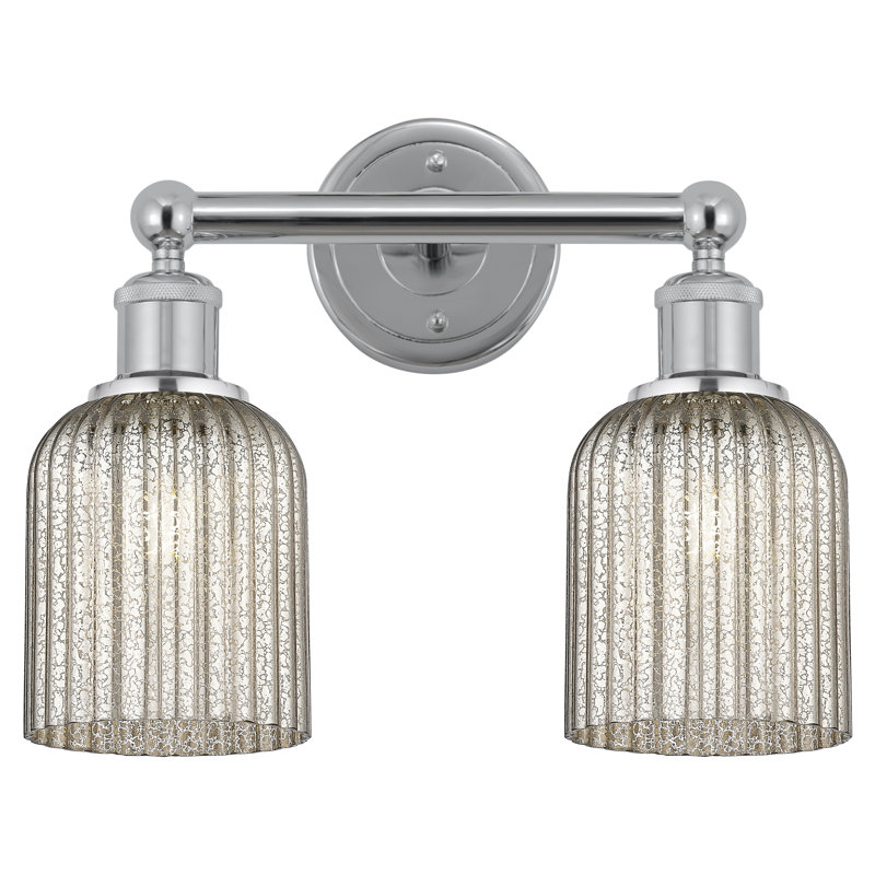Abat-jour de salle de bain 2 lumières Edison Addeline 14 po, Chrome poli, Gris métallisé