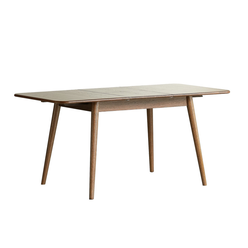 Walnut Colour Solid Oak Round Corner Diagonal Leg Telescopic Table 1.2-1.6M, For 6-8 People To Meet Dining Table Wood (Walnut Colour)