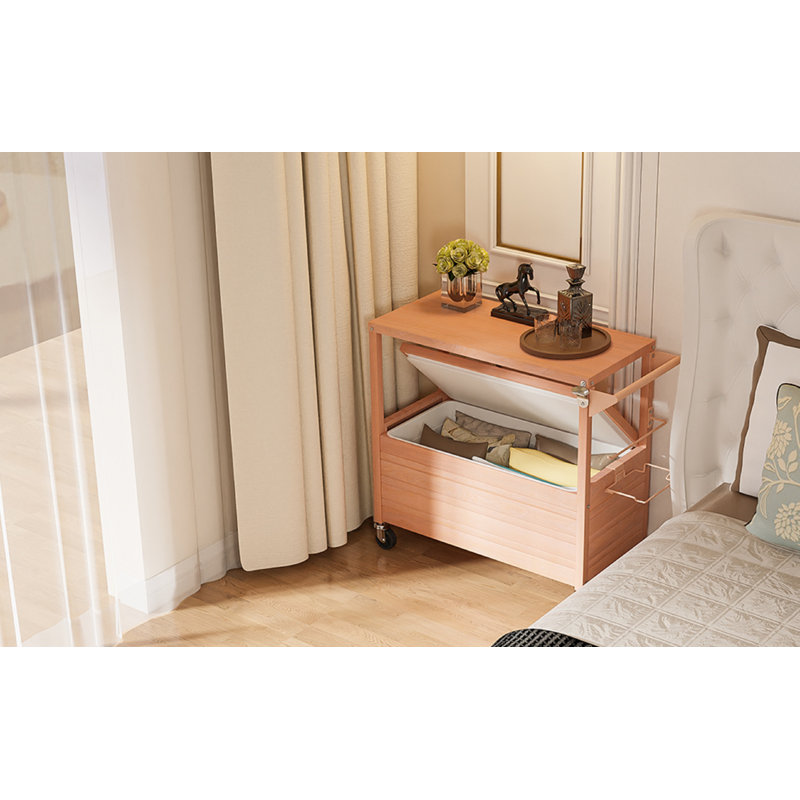 Oak Patio Rolling Cooler With Towel Rack And Waste Bag Frame