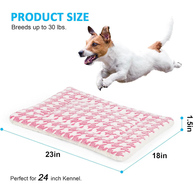 Pink Reversible Soft Flannel Dog Crate Pad for Small Pets