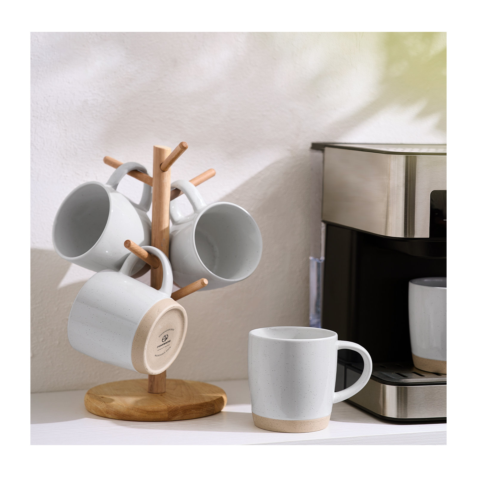 Daytona Stoneware Coffee Mug, Light Gray