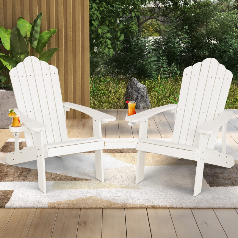 Braziel Foldable Outdoor Adirondack Chair, White