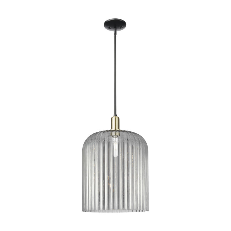 Downtown Urban - Voile de mariée - Mini-luminaire suspendu 1 tige, H 18 po x l 12 po x P 12 po, Gris fumée clair
