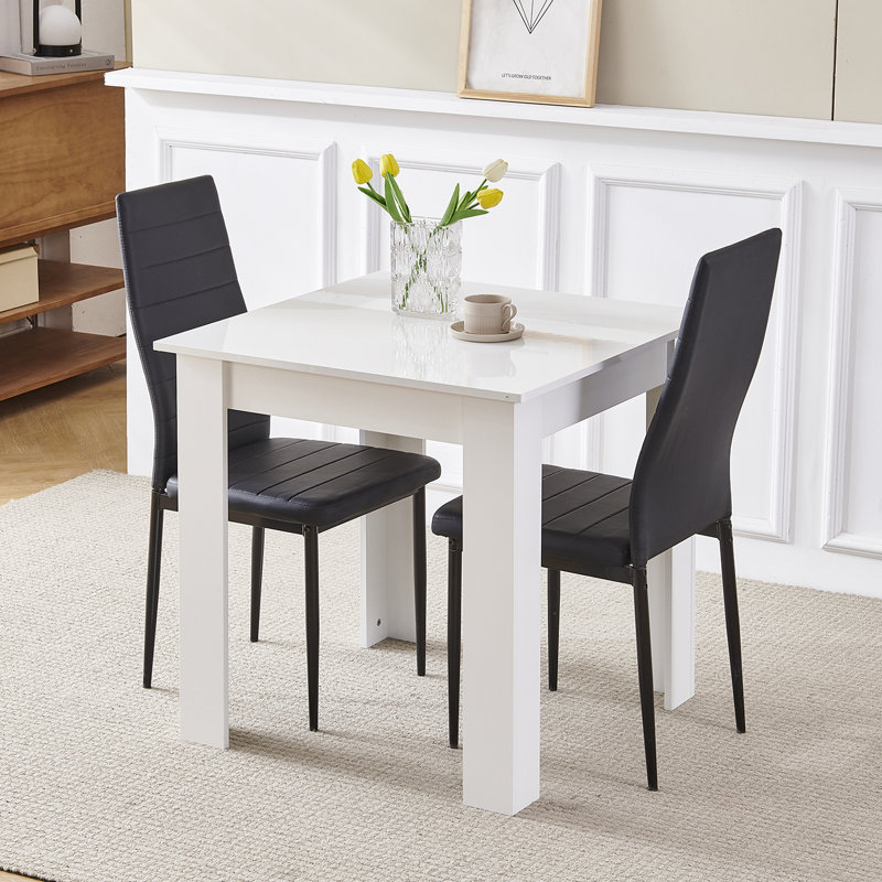 Dining Set, Black Leather Line Chairs#2
