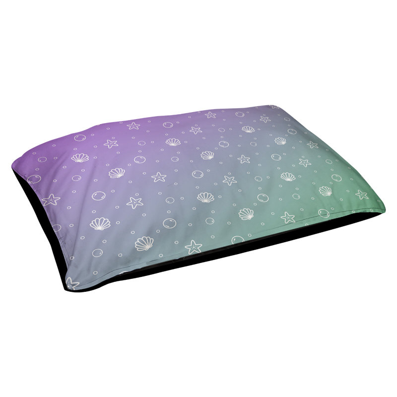 Coussin pour chien intérieur / extérieur Byrge Seashell, Grand (l 52 po x P 42 po x H 17 po), Mauve / Vert