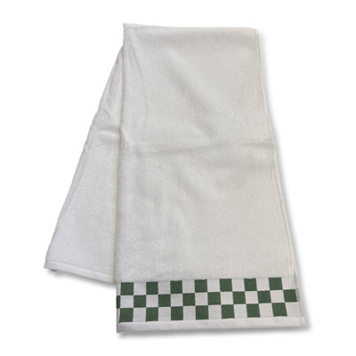 Bath Towel With Sage Green Check Border