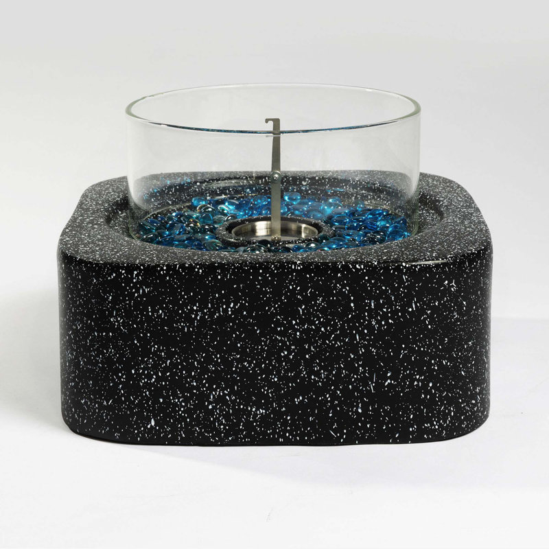 Tabletop Fire Pit With Glass Wind Guard