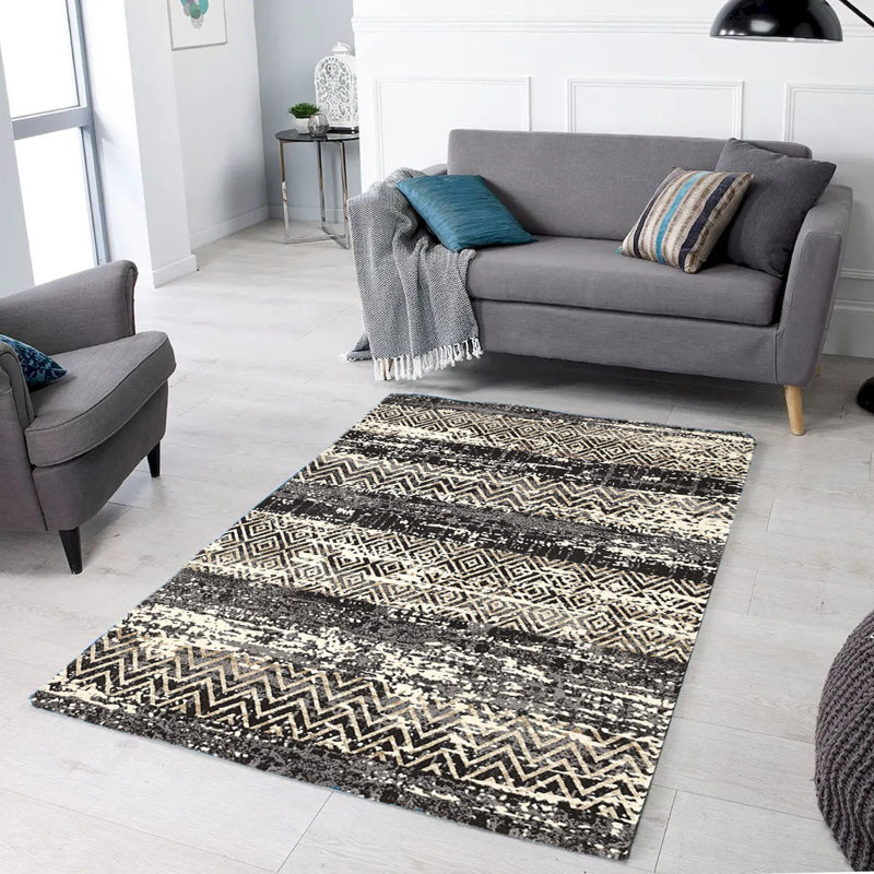 Tapis anthracite texturé Aria, Rectangle 8 pi x 10 pi