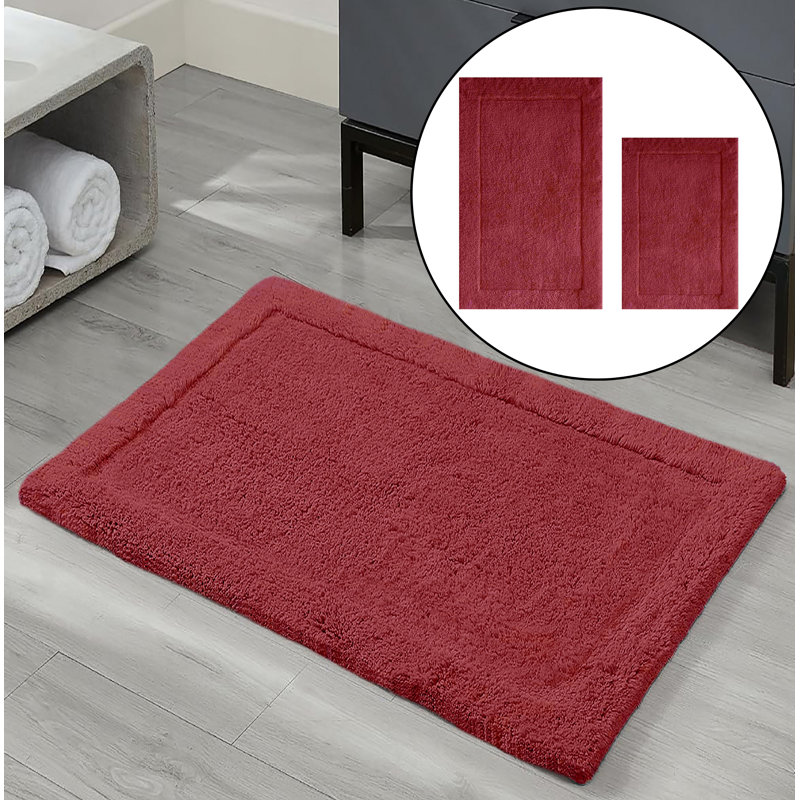 Ensemble de tapis de bain 100% coton Border, Rouge
