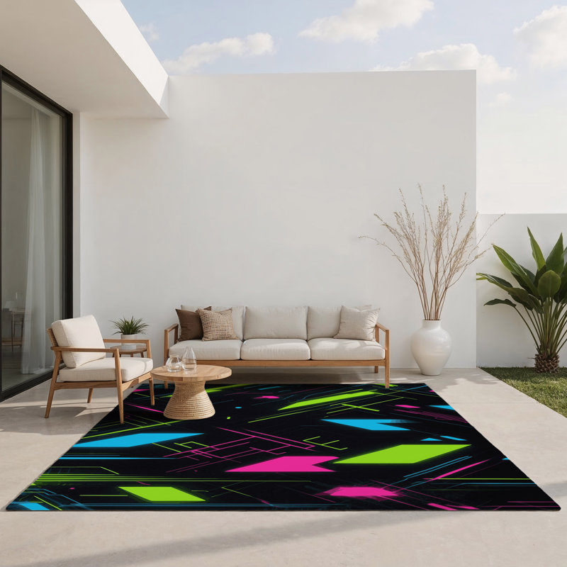 Pixel Rift Indoor And Outdoor Area Rug, Rectangle 1 pi 6 po x 2 pi 6 po