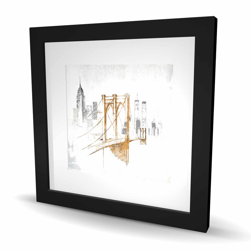 Croquis flou du pont de Brooklyn - reproduction encadrée pour la décoration intérieure